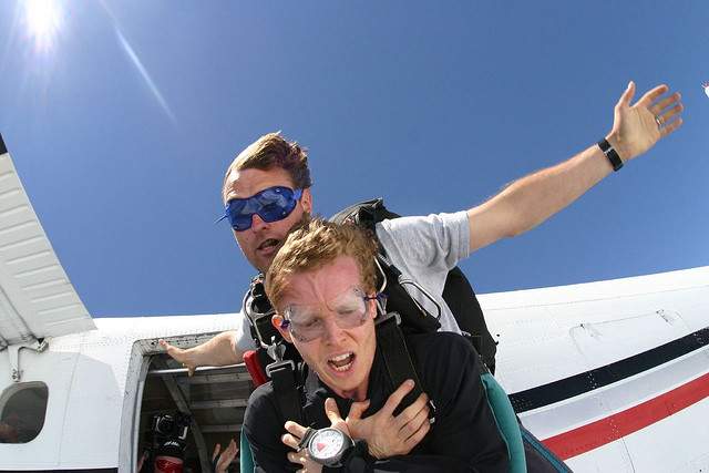 person jumping out of airplane compared to person contemplating divorce
